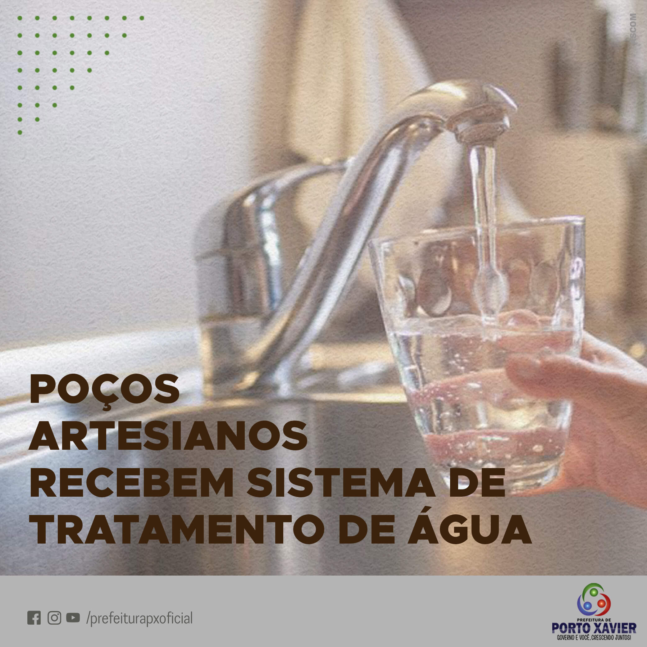 POÇOS ARTESIANOS E FONTES DRENADAS DO MUNICÍPIO RECEBEM SISTEMA DE TRATAMENTO DE ÁGUA